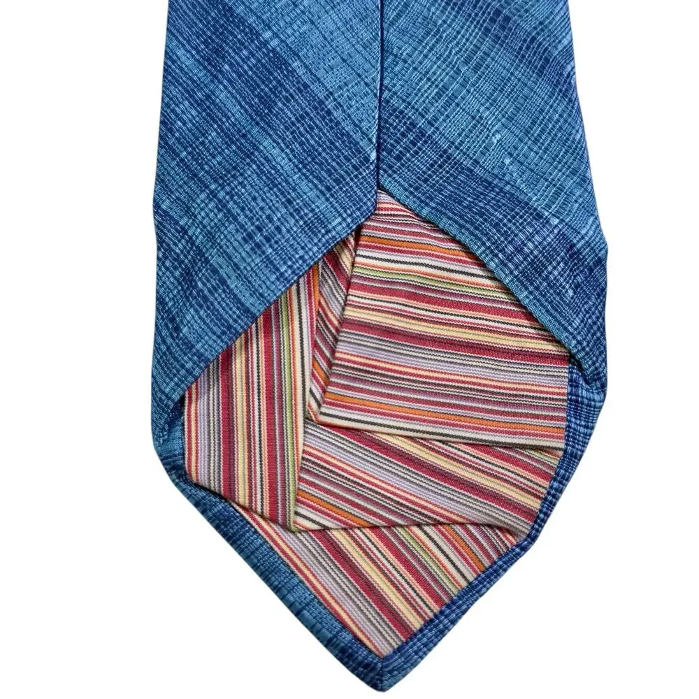 Ted Baker London Silk‎ Tie Blue on Blue Plaid Hand Tailored USA Preppy Academia